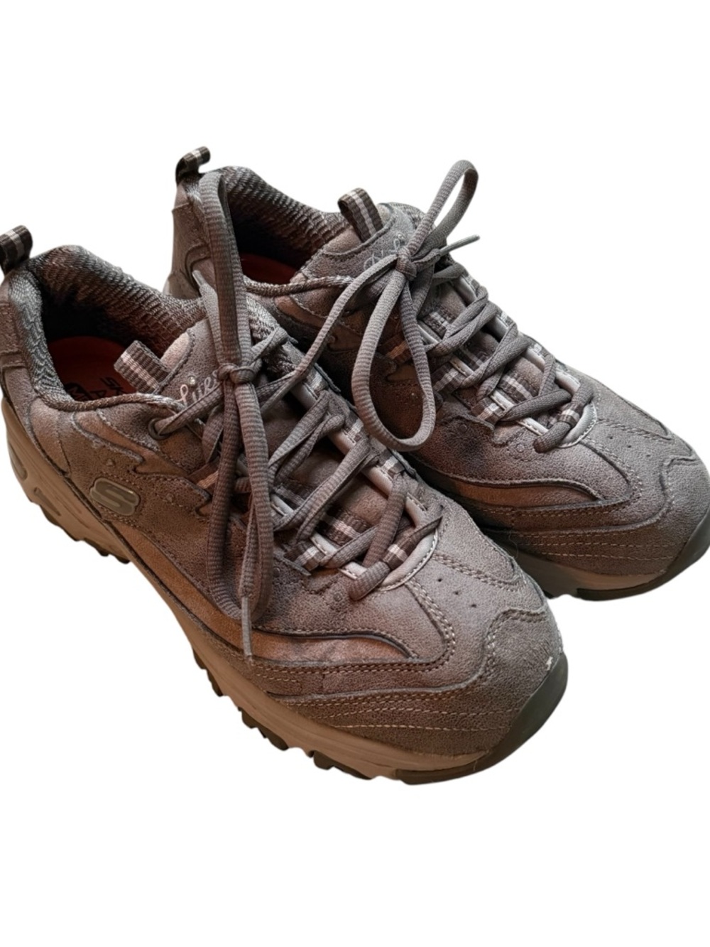 Skechers womens D’Lites Charcoal Gray Suede Athletic Sneakers size 8.5